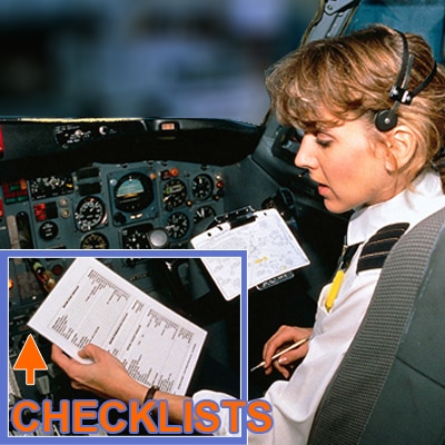 Pilot with Flight Checklists