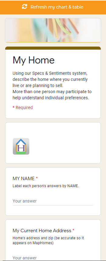 My Home input form